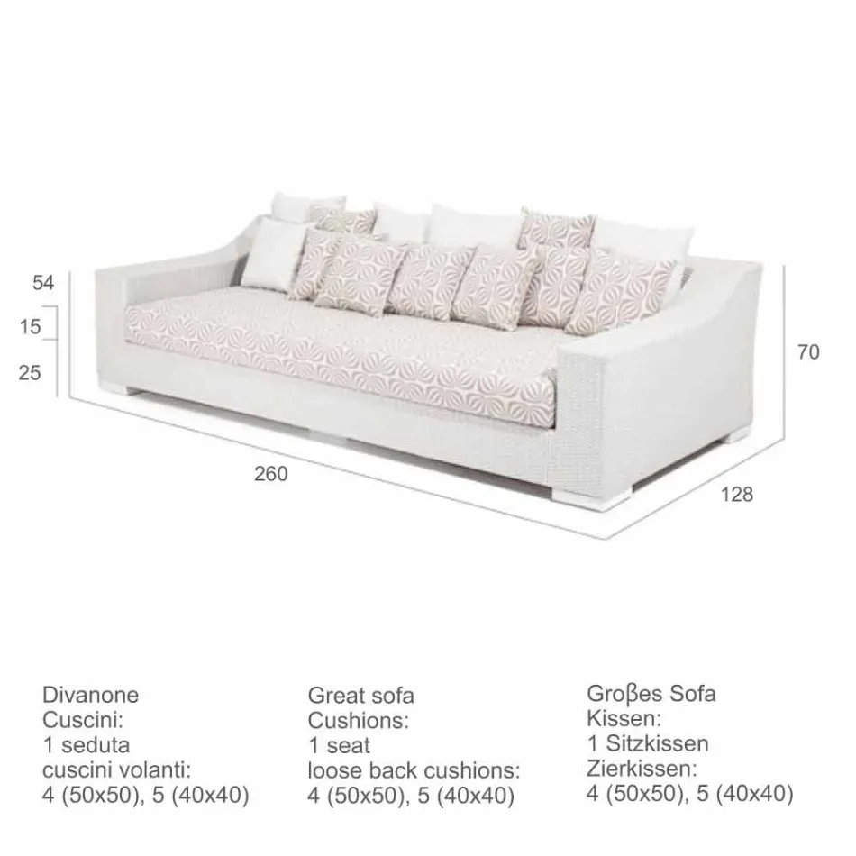 Sofa ručně tkané zahradní Joe Coffee polyethylen Viadurini