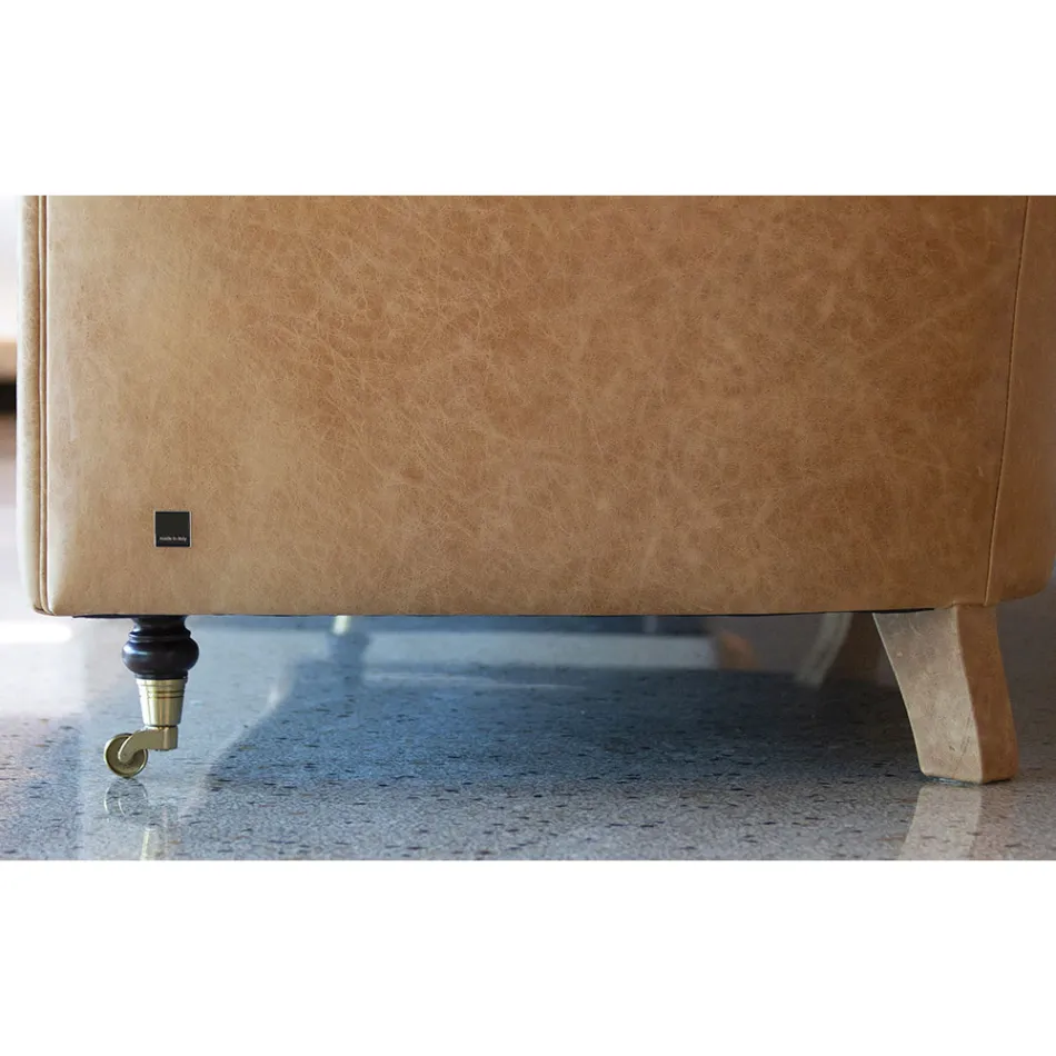 Vnitřní pohovka s dřevěnými nohami a kovovými kolečky Made in Italy - Giocoso Viadurini