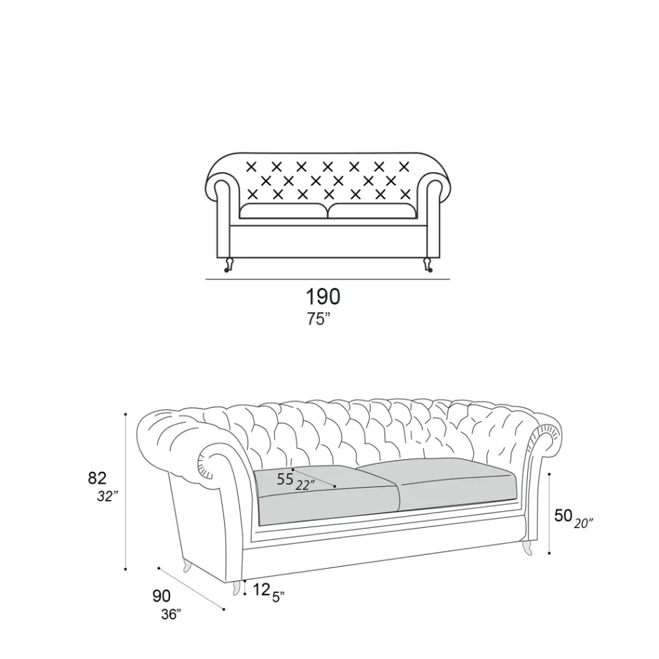 Vnitřní pohovka s dřevěnými nohami a kovovými kolečky Made in Italy - Giocoso Viadurini