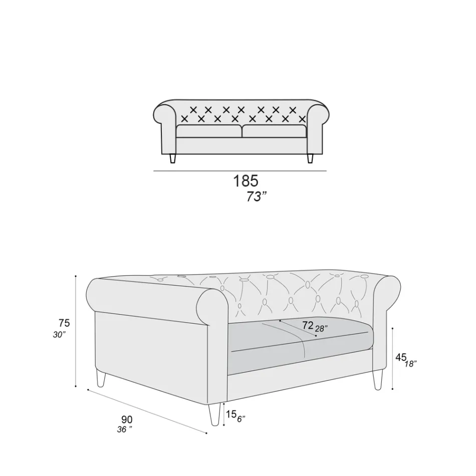 Vnitřní pohovka dostupná v různých velikostech Vyrobeno v Itálii - Vivace Viadurini