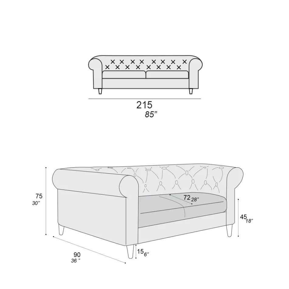 Vnitřní pohovka dostupná v různých velikostech Vyrobeno v Itálii - Vivace Viadurini