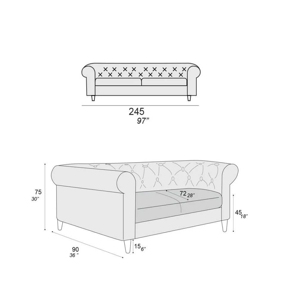 Vnitřní pohovka dostupná v různých velikostech Vyrobeno v Itálii - Vivace Viadurini