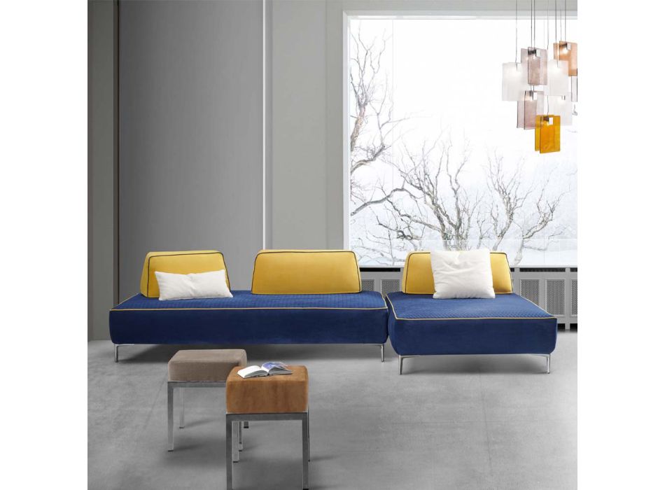 4místná modulární pohovka do obývacího pokoje z modré látky Made in Italy - Mykonos Viadurini