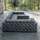 Pohovka do obývacího pokoje s polohovatelnou opěrkou hlavy a poloostrovem – rozpoutaná Viadurini