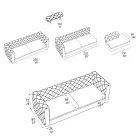 Pohovka do obývacího pokoje s polohovatelnou opěrkou hlavy a poloostrovem – rozpoutaná Viadurini