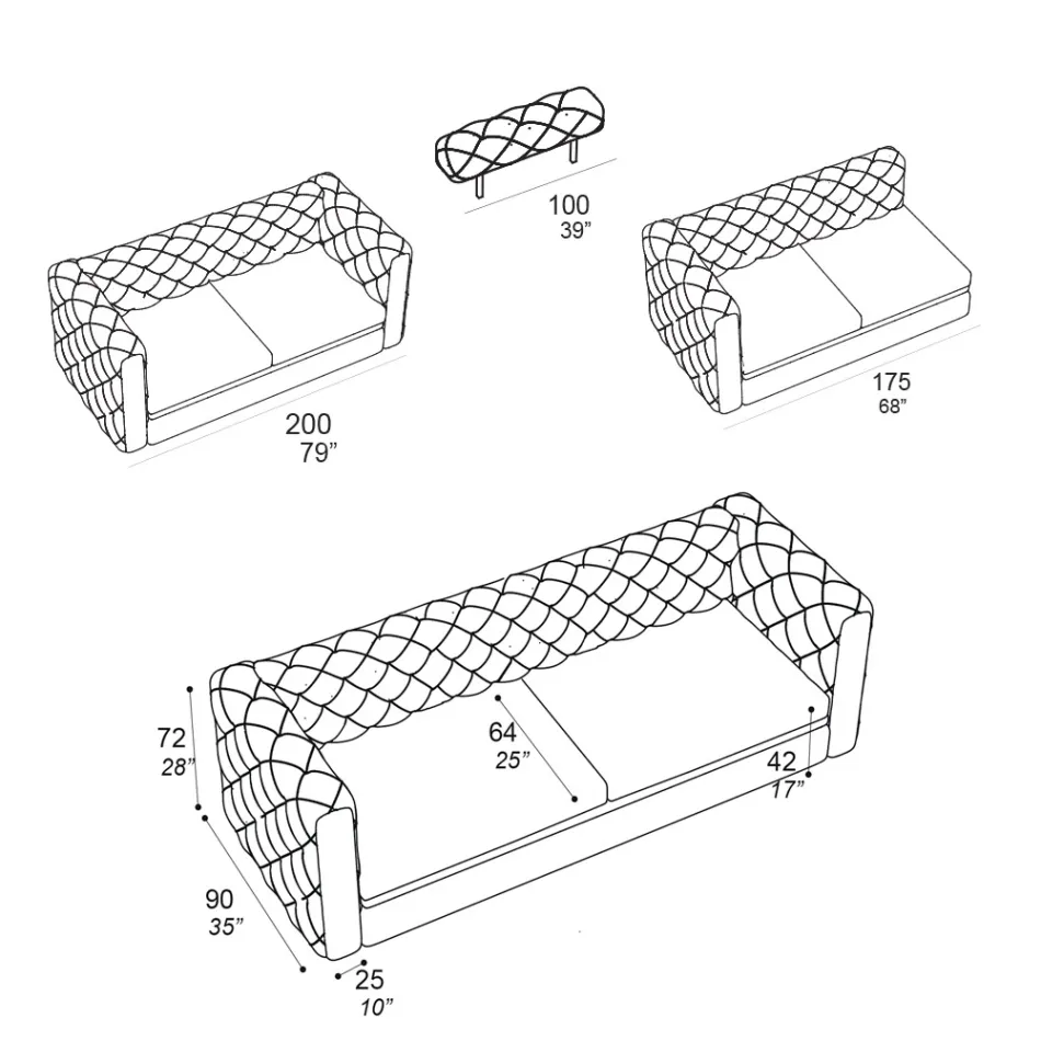 Pohovka do obývacího pokoje s polohovatelnou opěrkou hlavy Made in Italy - Unleashed Viadurini