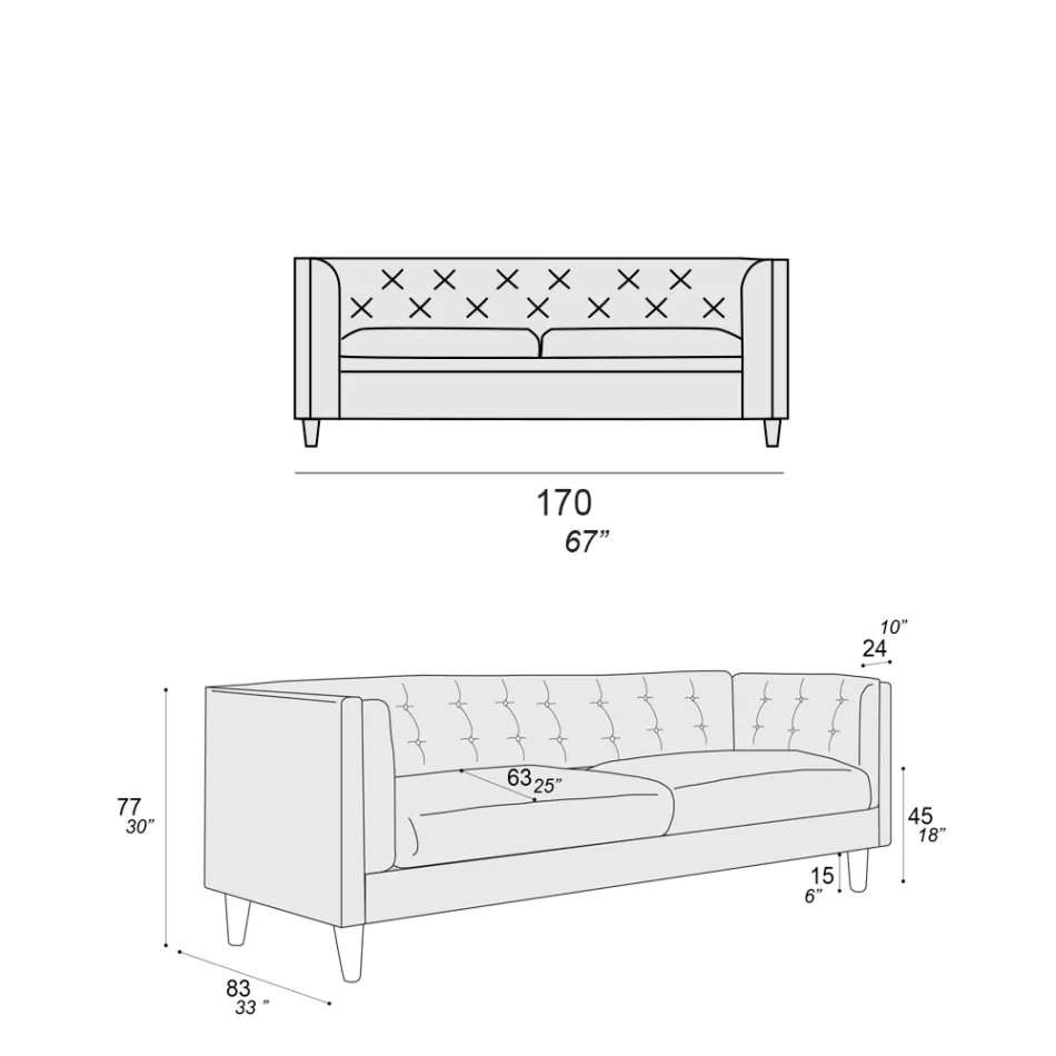 Pohovka do obývacího pokoje s dřevěnou konstrukcí a nohami Made in Italy - Comico Viadurini