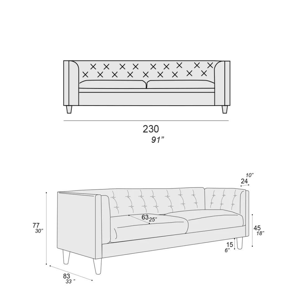 Pohovka do obývacího pokoje s dřevěnou konstrukcí a nohami Made in Italy - Comico Viadurini