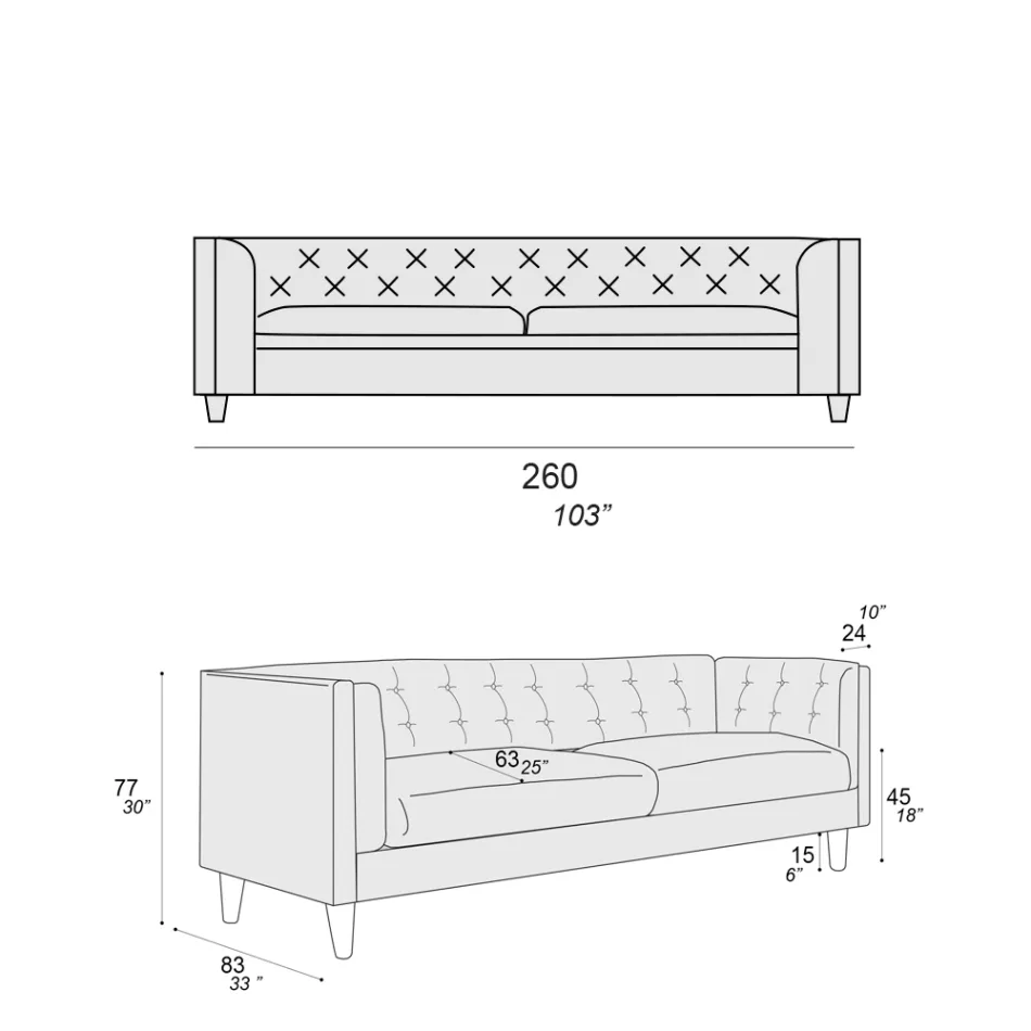 Pohovka do obývacího pokoje s dřevěnou konstrukcí a nohami Made in Italy - Comico Viadurini