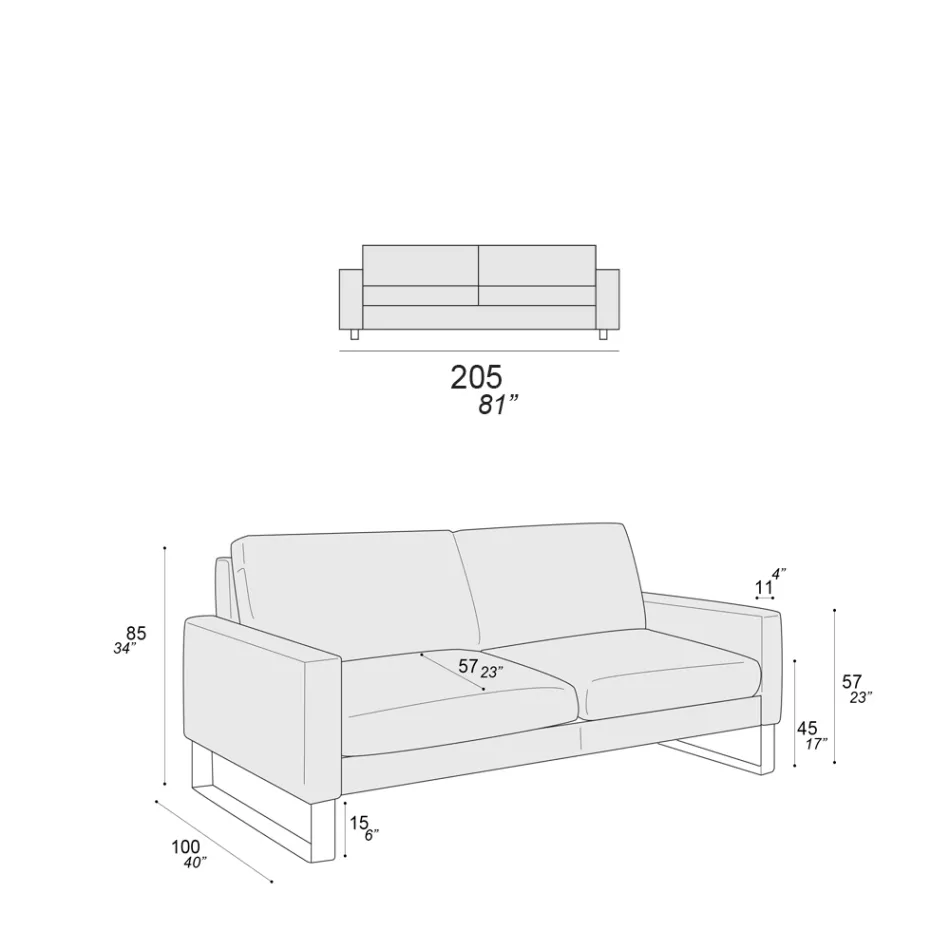Pohovka do obývacího pokoje s podnožkou z chromovaného kovu - exkluzivně Viadurini