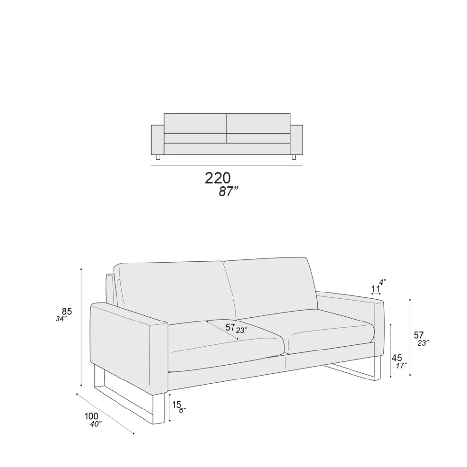 Pohovka do obývacího pokoje s podnožkou z chromovaného kovu - exkluzivně Viadurini