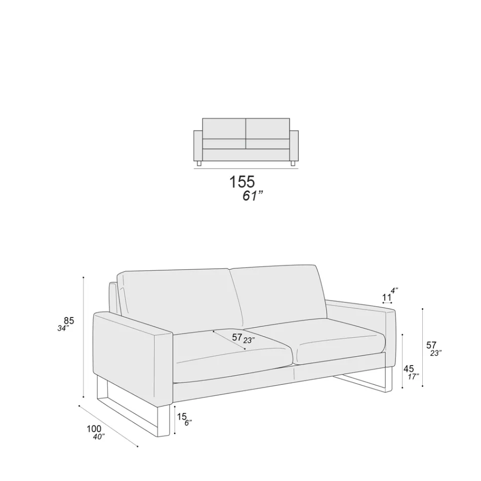 Pohovka do obývacího pokoje s podnožkou z chromovaného kovu - exkluzivně Viadurini