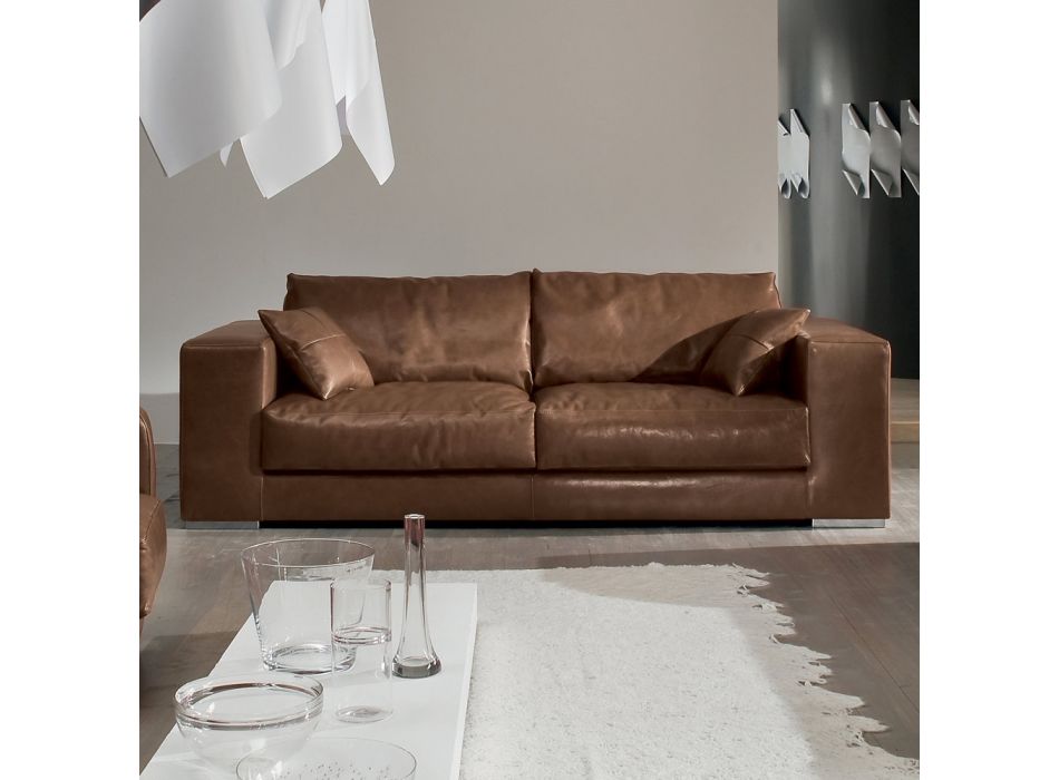Pohovka do obývacího pokoje ze dřeva, polyuretanu a kovu vyrobená v Itálii - třpytivá Viadurini