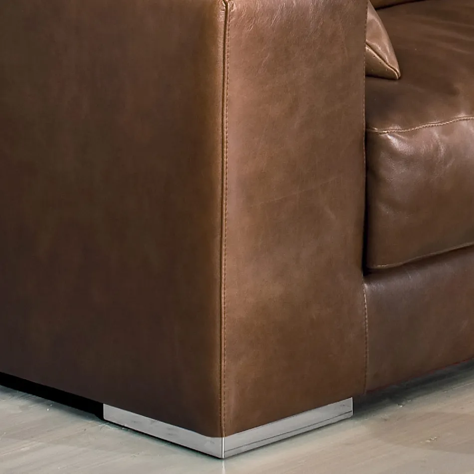 Pohovka do obývacího pokoje ze dřeva, polyuretanu a kovu vyrobená v Itálii - třpytivá Viadurini