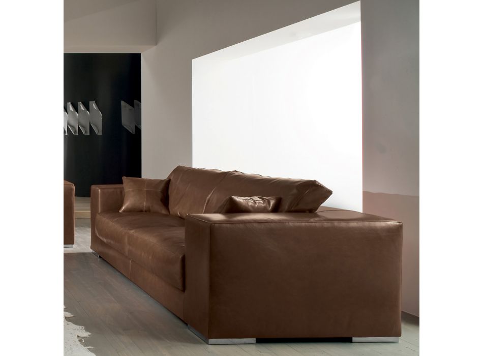 Pohovka do obývacího pokoje ze dřeva, polyuretanu a kovu vyrobená v Itálii - třpytivá Viadurini
