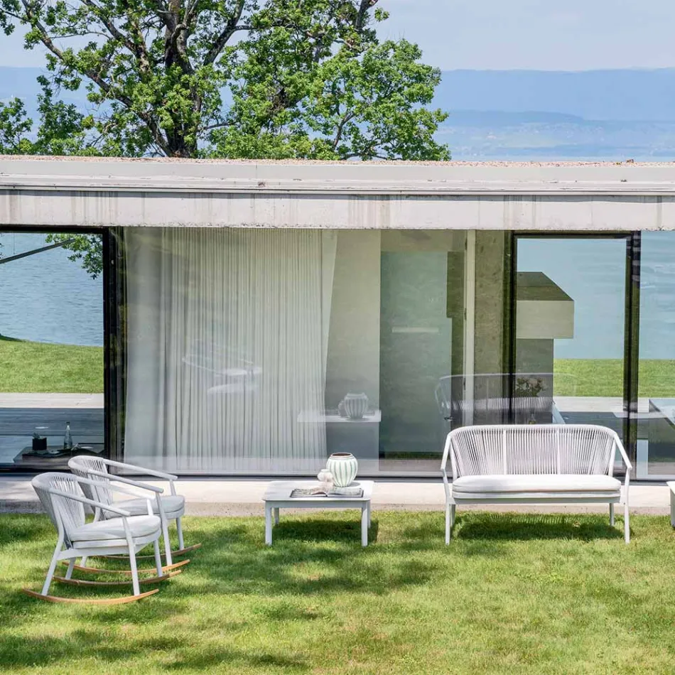 Zahradní skládací pohovka se dvěma sedadly z hliníku a tkaniny - inteligentní od společnosti Varaschin Viadurini