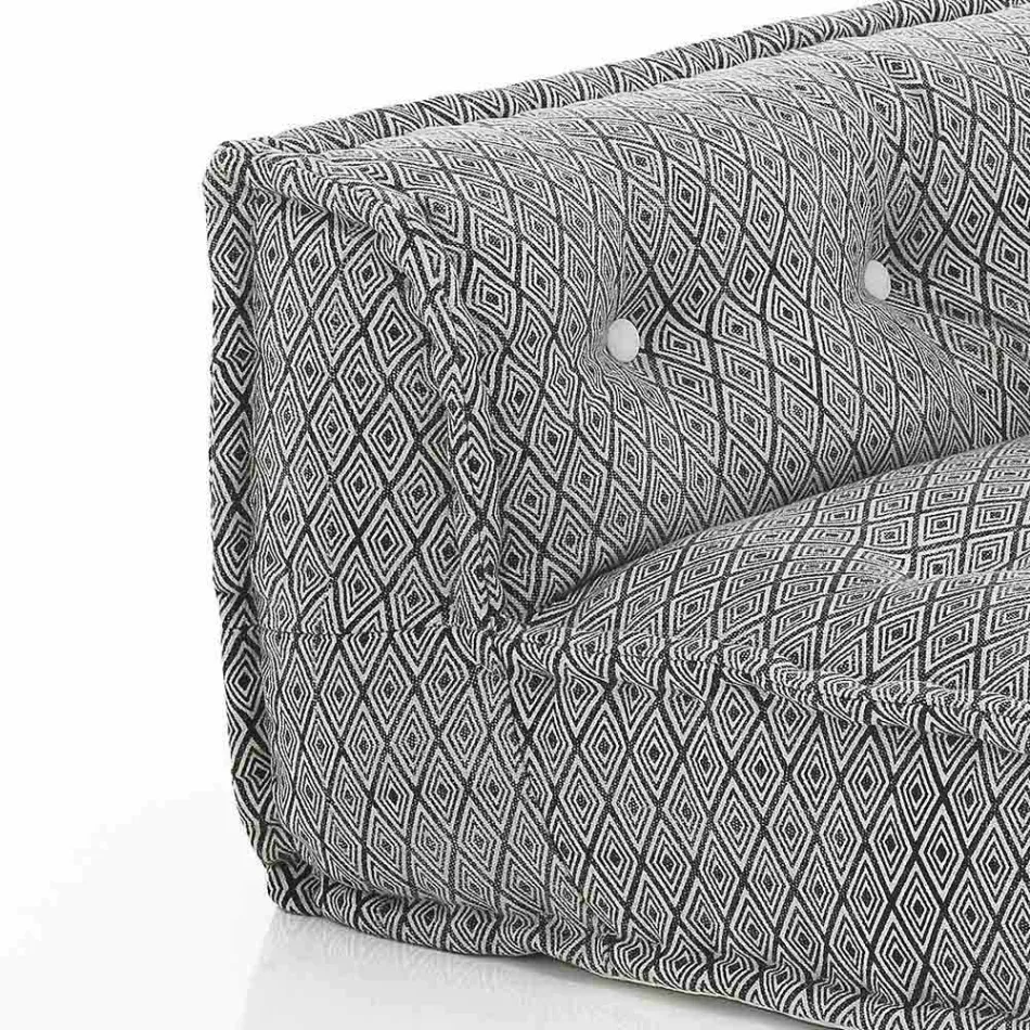 Polstrovaná dvoumístná etnická pohovka v Patchwork Fabric a Wood - Fiber Viadurini