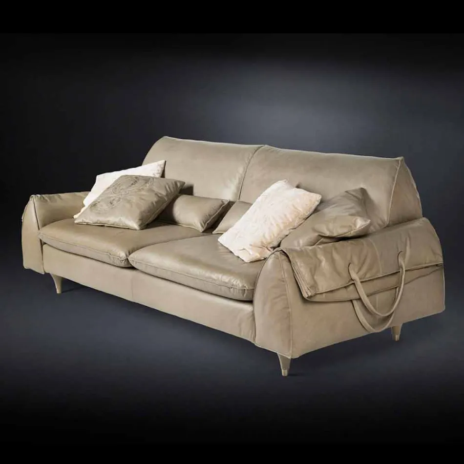 Masivního dřeva a kožená sedací souprava s opěrkami Eve pro objekty Viadurini