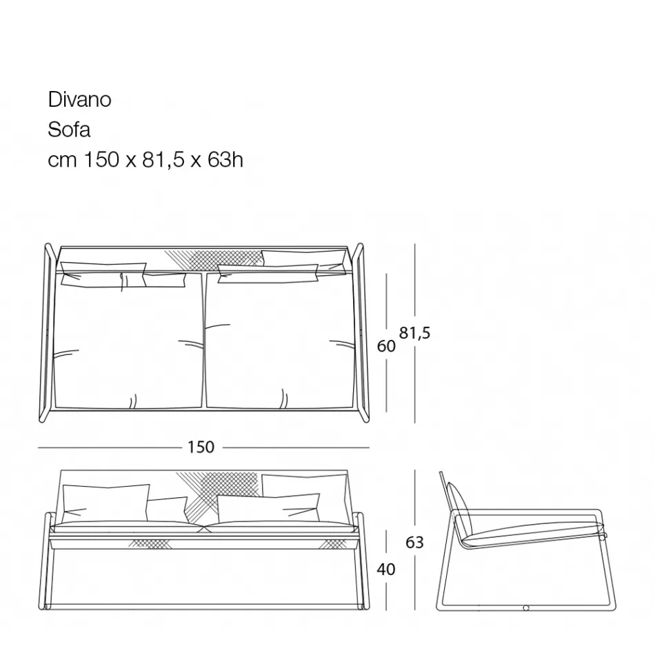 Kovová pohovka pro moderní zahradu Vysoká kvalita Made in Italy - Karol Viadurini