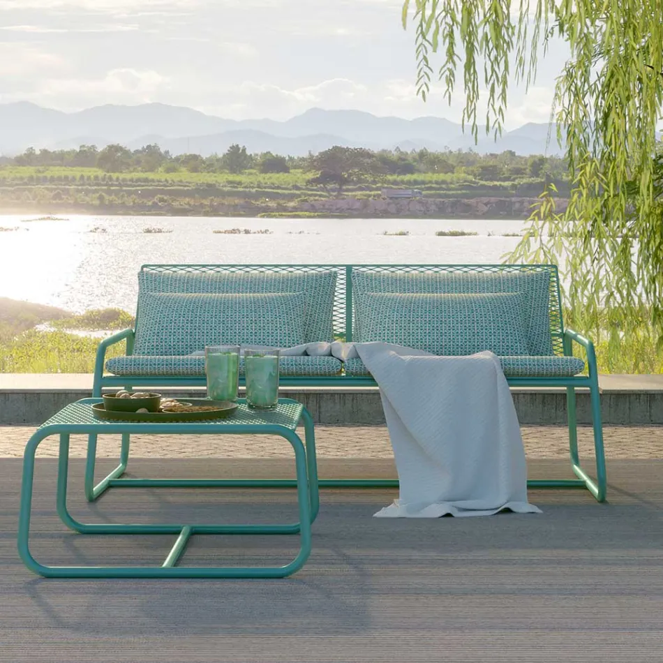 Kovová pohovka pro moderní zahradu Vysoká kvalita Made in Italy - Karol Viadurini