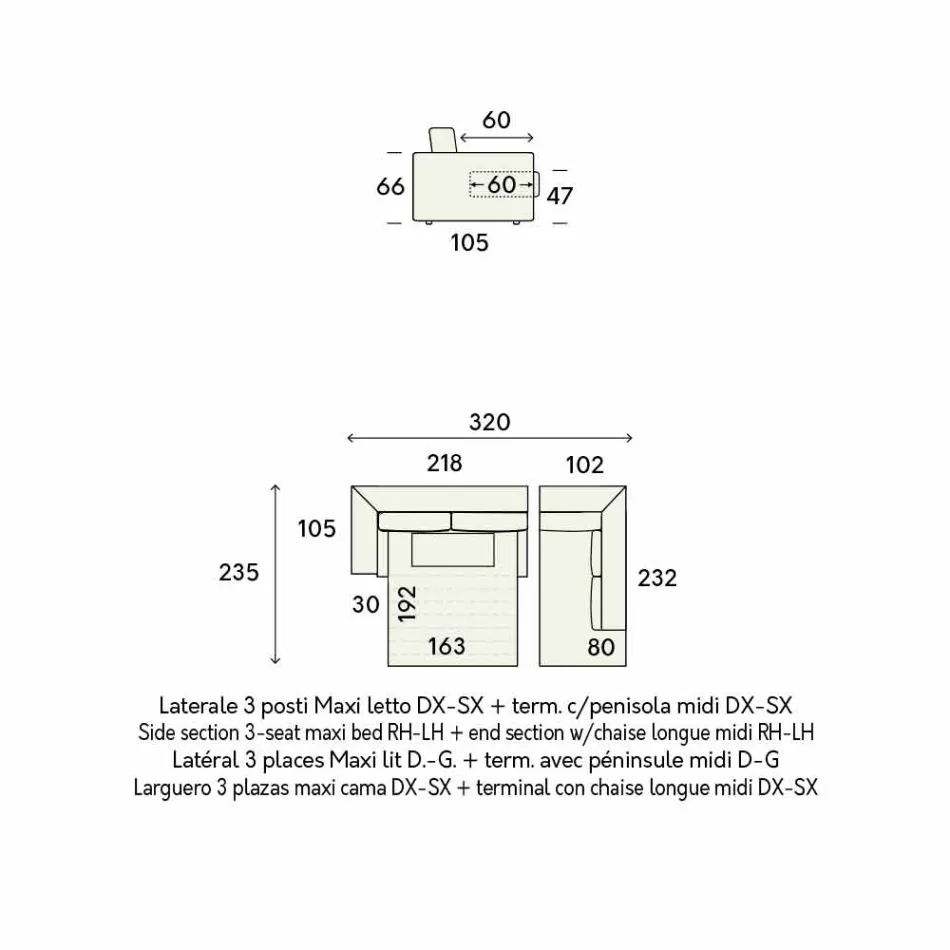 Designová rohová rozkládací pohovka v béžové látce vyrobená v Itálii - Ortensia Viadurini