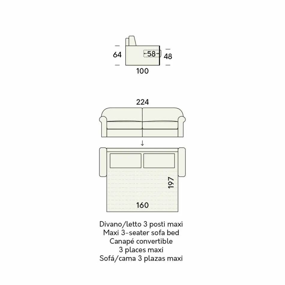 Rozkládací pohovka v designové látce vyrobené v Itálii - Anemone Viadurini