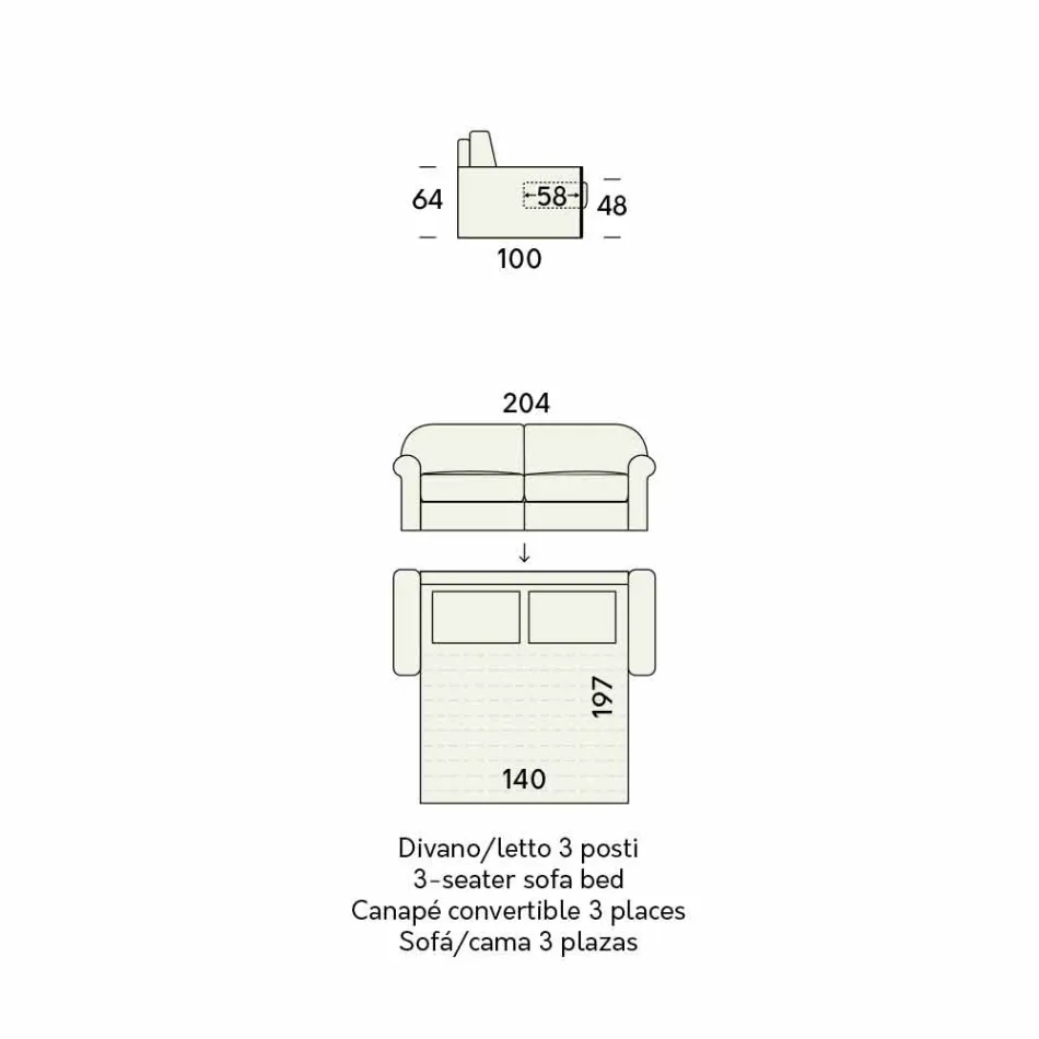 Rozkládací pohovka v designové látce vyrobené v Itálii - Anemone Viadurini