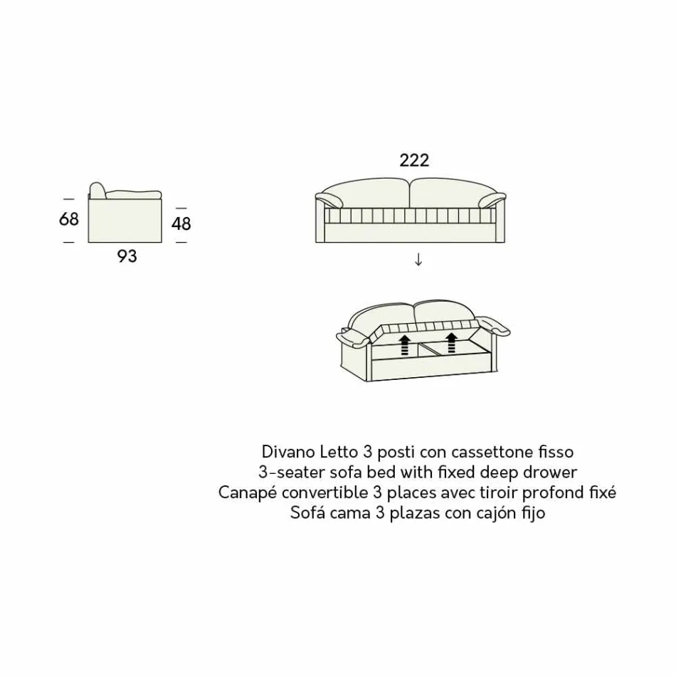 Samostatná rozkládací pohovka s nádobou potaženou látkou vyrobenou v Itálii - Kayla Viadurini
