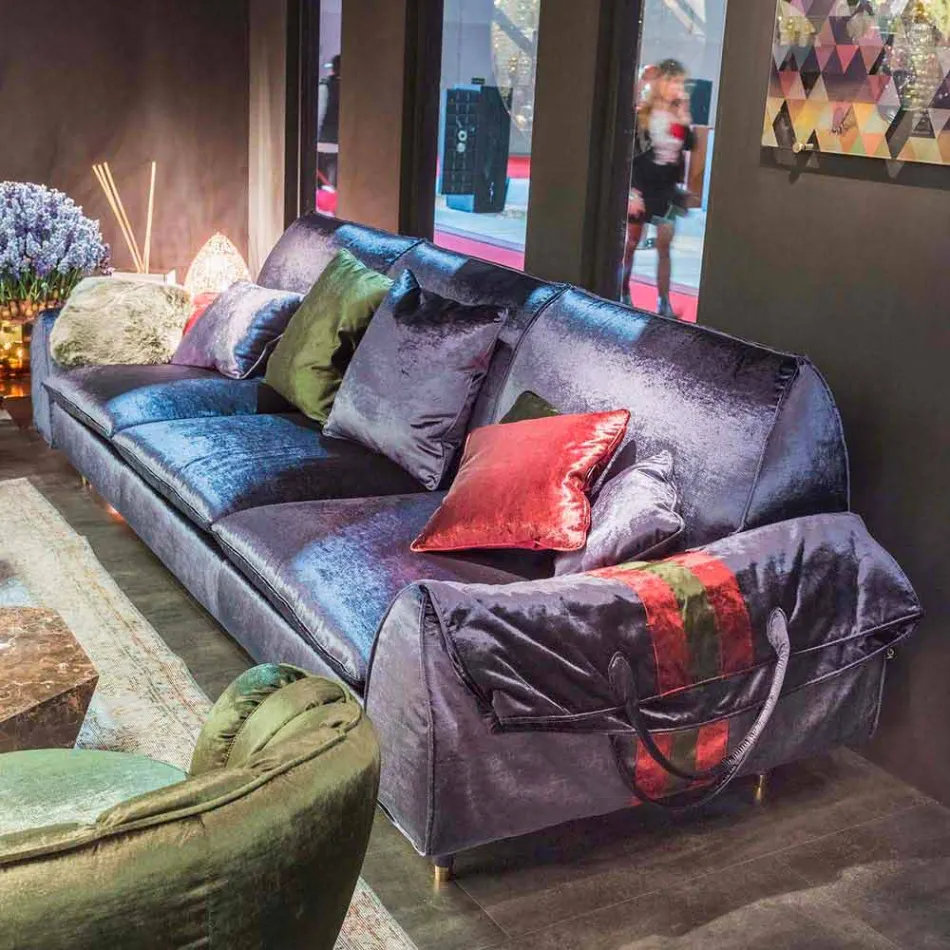 Pohovka tkanina s lineární dveří područkami Axel objektů Viadurini