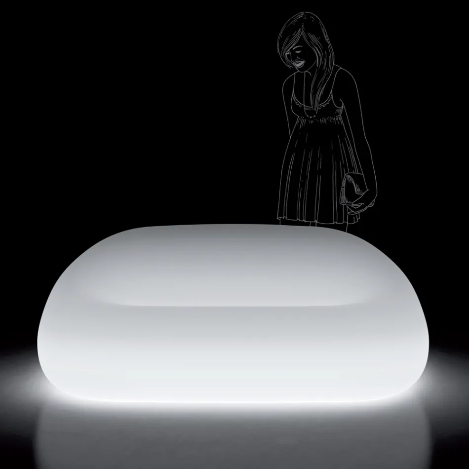 Venkovní světlá pohovka s LED světlem z polyetylenu Vyrobeno v Itálii - Ervin Viadurini