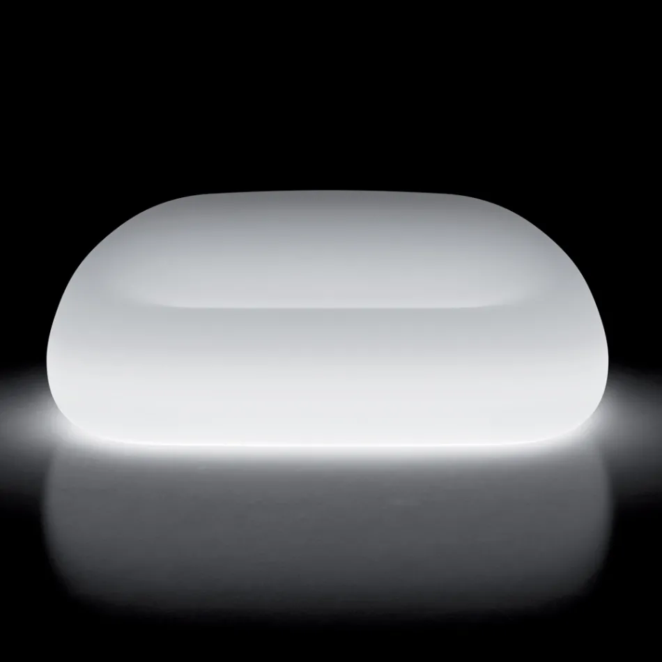 Venkovní světlá pohovka s LED světlem z polyetylenu Vyrobeno v Itálii - Ervin Viadurini