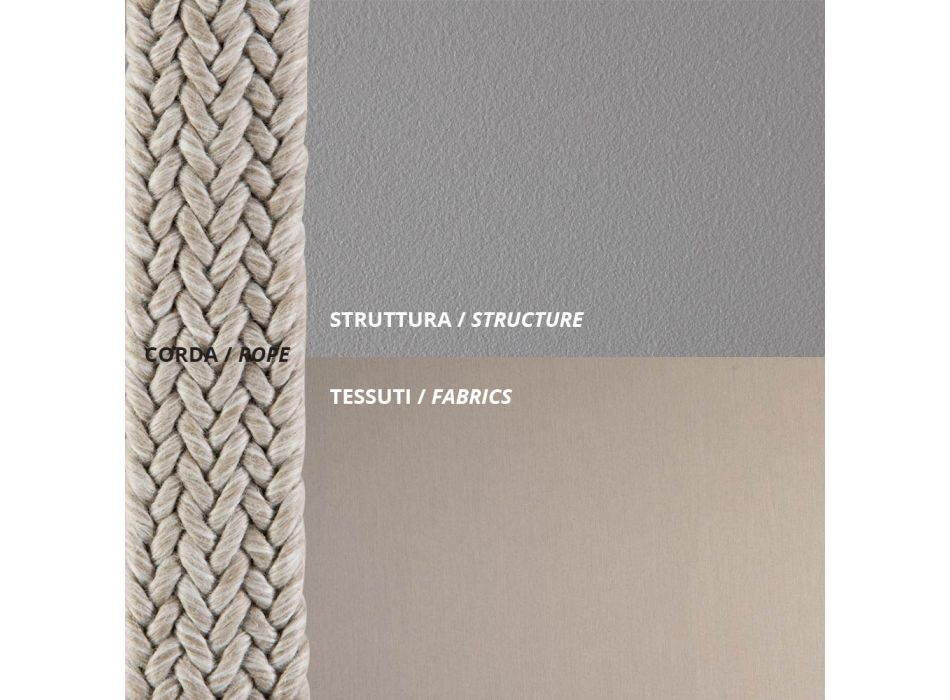 Venkovní pohovka z oceli a lana různých velikostí s polštáři Made in Italy - Helga Viadurini