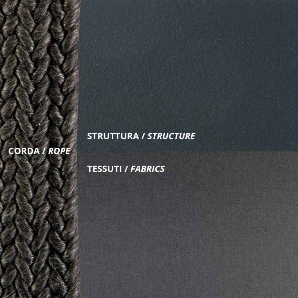 Venkovní pohovka z oceli a lana různých velikostí s polštáři Made in Italy - Helga Viadurini