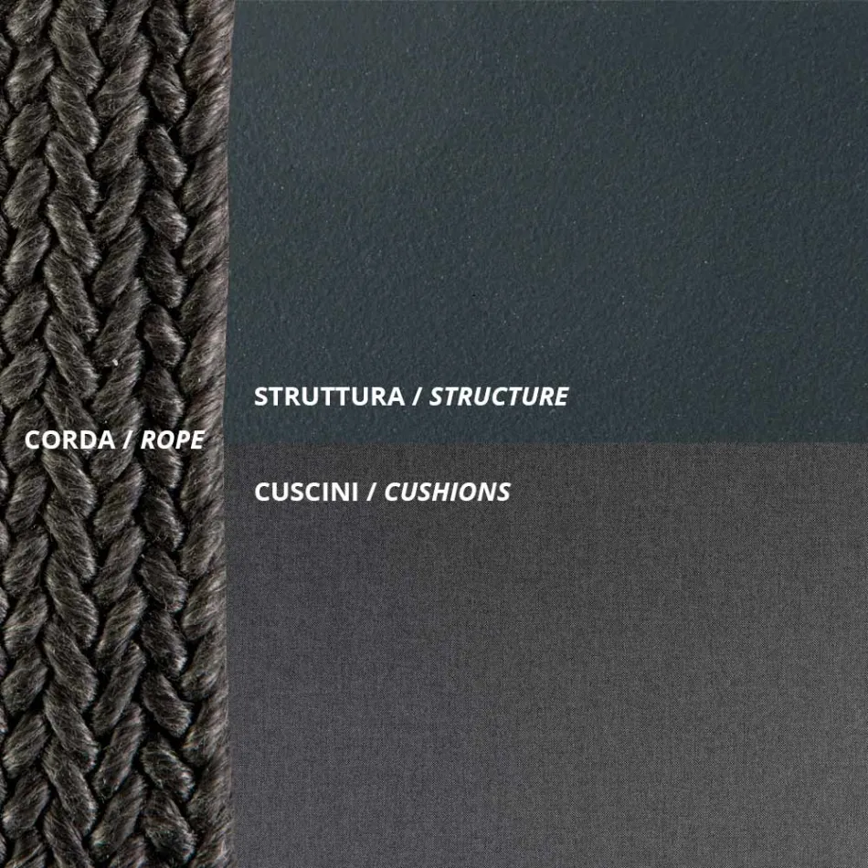 Venkovní pohovka z oceli Různé velikosti a včetně polštářů Vyrobeno v Itálii - Bronn Viadurini