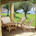 2 sedačka venkovní pohovka pro zahradu v ratanových bílých polštářích - Maurizia Viadurini