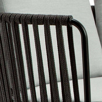 3 sedačka venkovní pohovka z kovu, lana a tkaniny vyrobené v Itálii - Mari