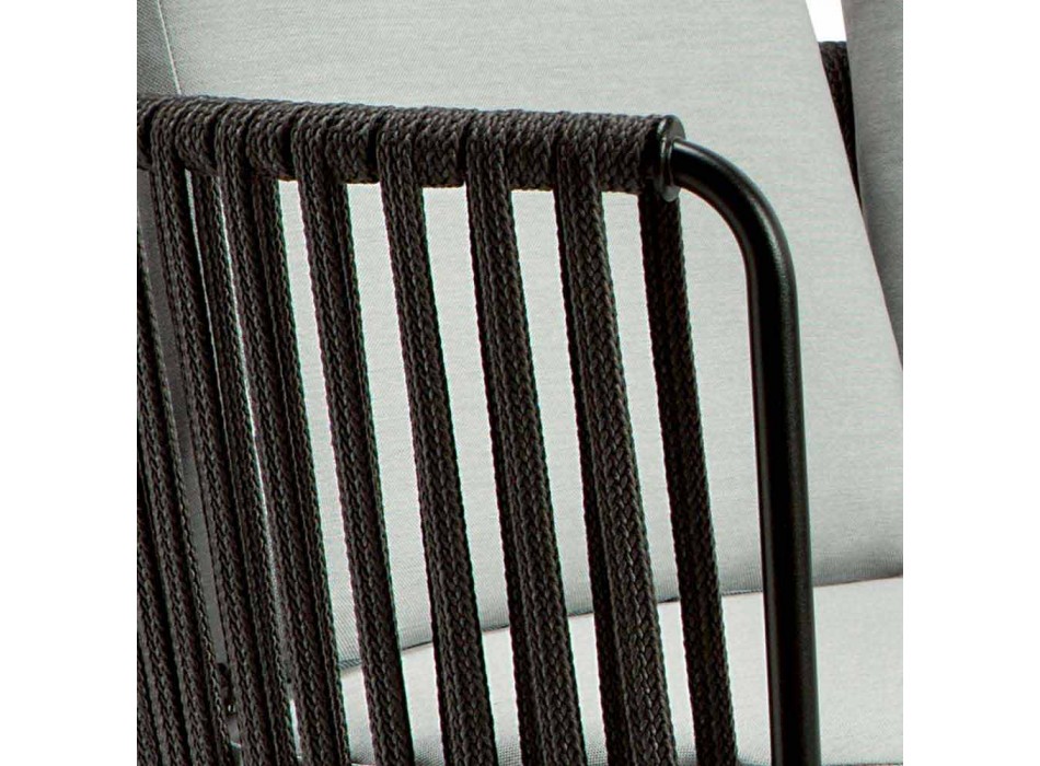 3 sedačka venkovní pohovka z kovu, lana a tkaniny vyrobené v Itálii - Mari