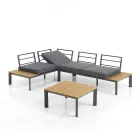 Pohovka přestavitelná na lenošku s nastavitelným opěradlem a konferenčním stolkem - Finir Viadurini