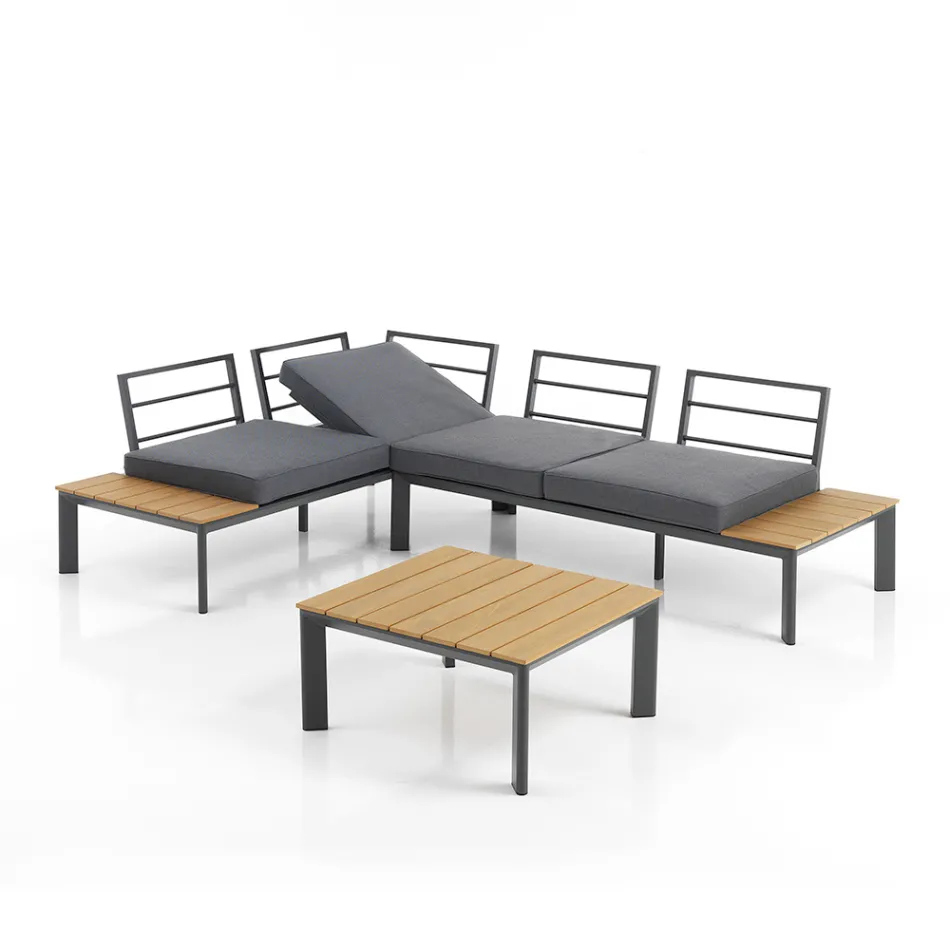 Pohovka přestavitelná na lenošku s nastavitelným opěradlem a konferenčním stolkem - Finir Viadurini