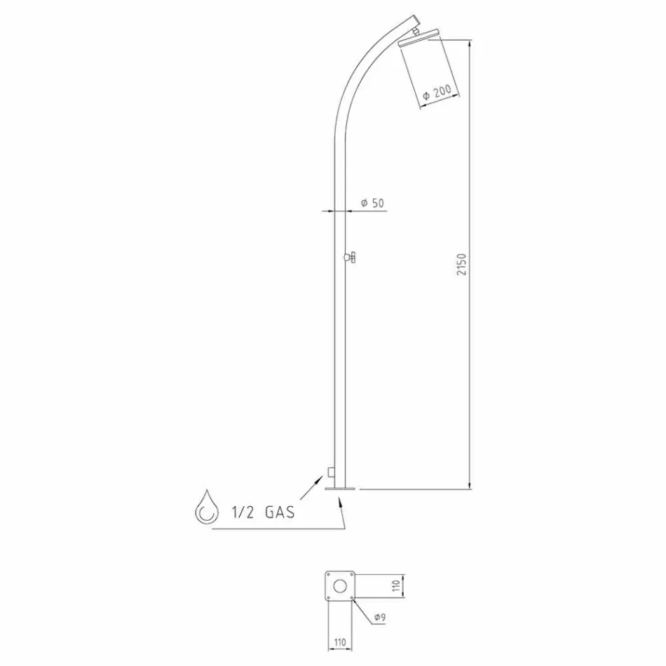 Venkovní sprcha s nerezovým závitovým kohoutkem Made in Italy - Yuki Viadurini