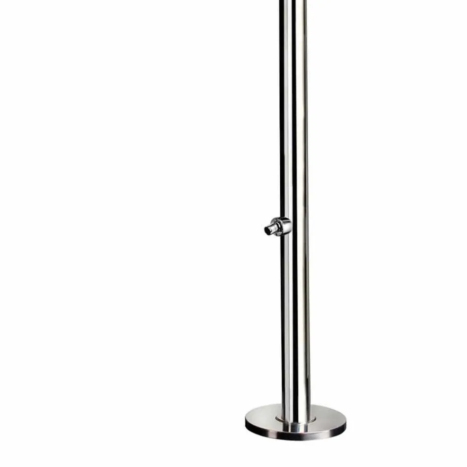 Venkovní sprcha z chromované nerezové oceli s nožní podložkou Vyrobeno v Itálii - Modeo Viadurini