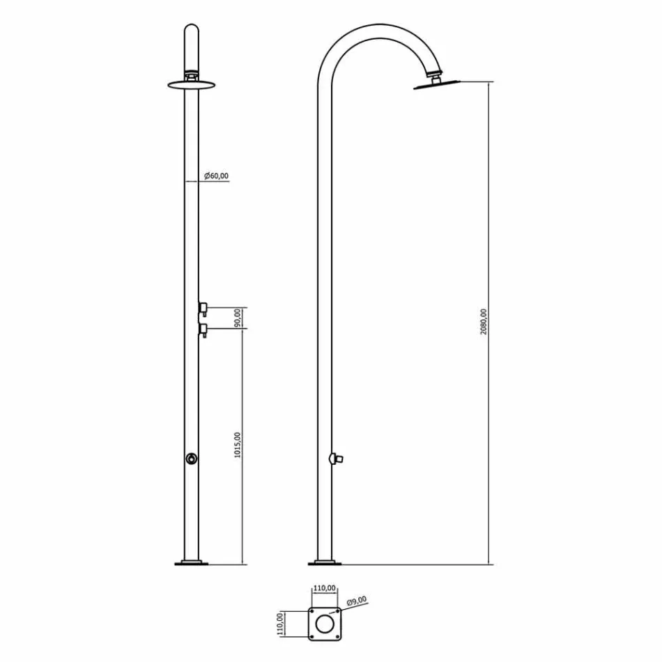 Chromovaná zahradní sprcha z nerezové oceli s myčkou na nohy vyrobená v Itálii - Marlen Viadurini