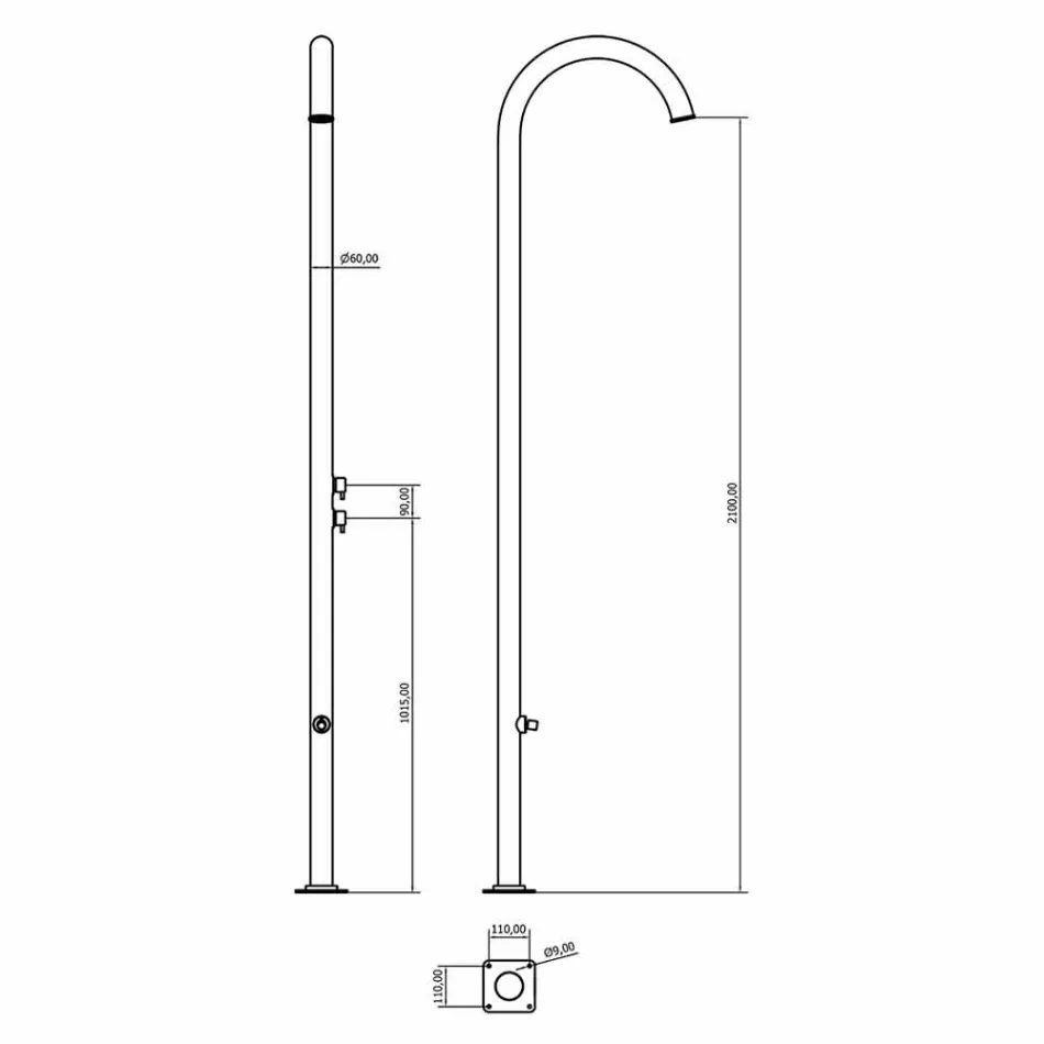 Chromovaná zahradní sprcha z nerezové oceli s myčkou na nohy vyrobená v Itálii - Marlen Viadurini