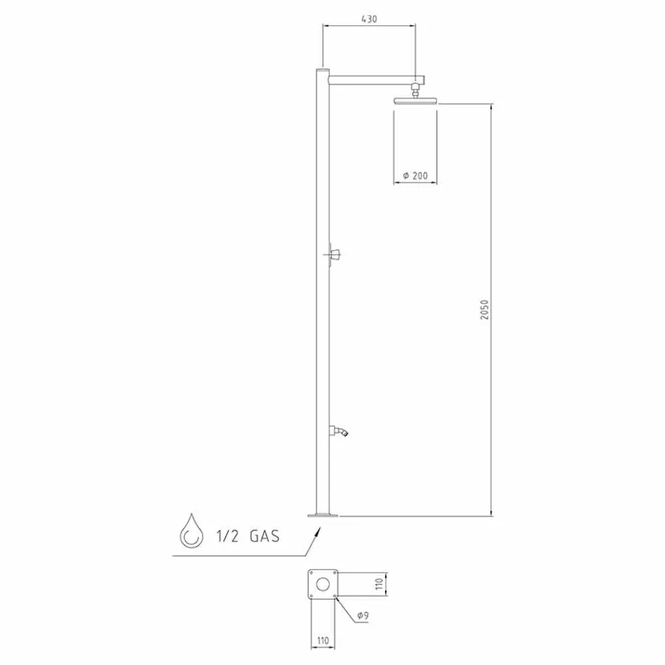Nerezová venkovní sprcha s časovaným faucetem vyrobená v Itálii - Modeo Viadurini