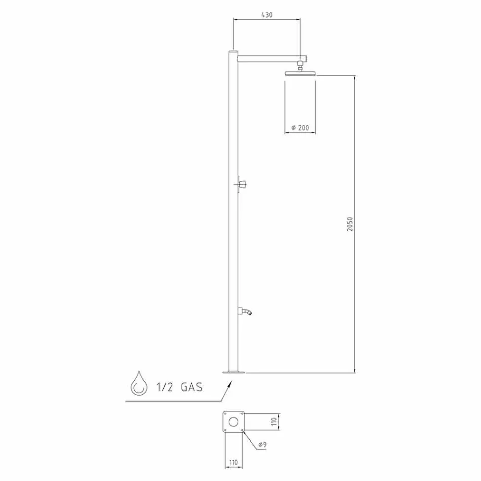 Venkovní sprcha z chromované nerezové oceli se směšovačem vyrobená v Itálii - Modeo Viadurini