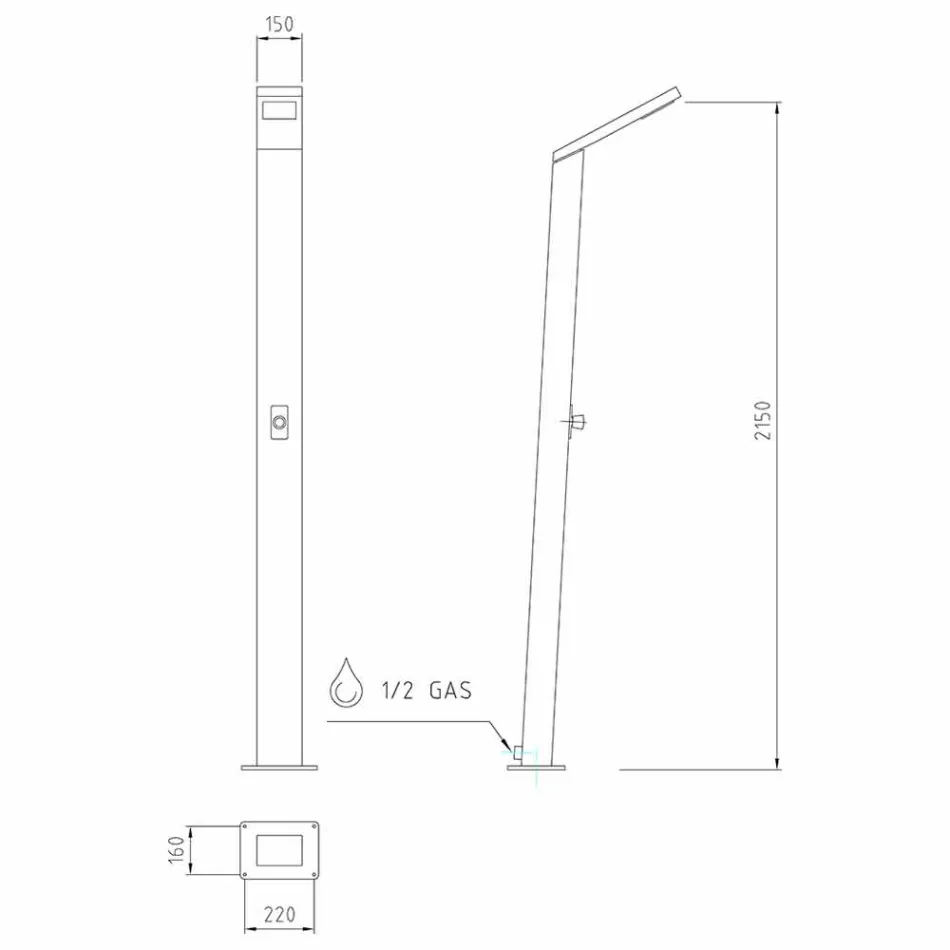 Solární zahradní sprcha z oceli s vodopádem vyrobená v Itálii - Werner Viadurini