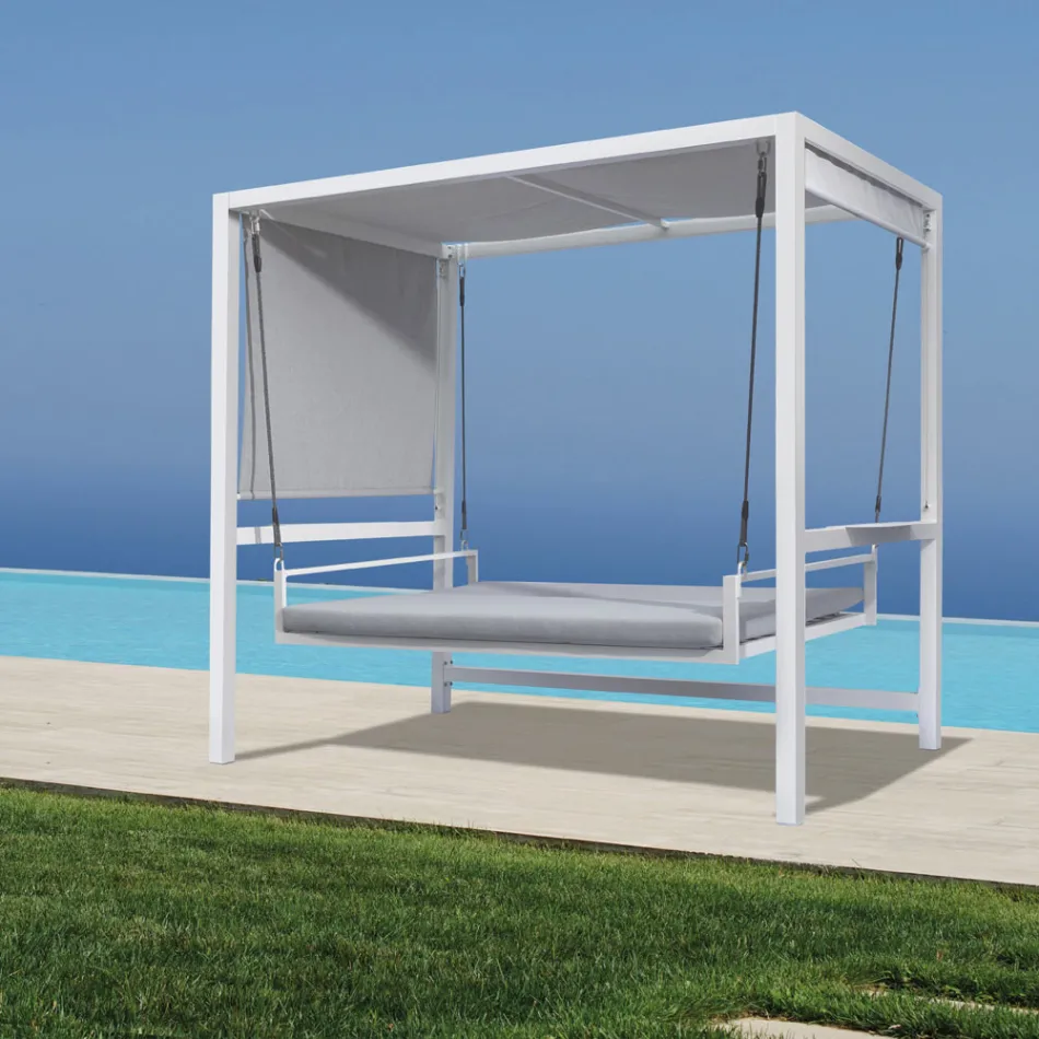 Závěsná zahradní houpačka vyrobená z lakovaného hliníku - broccard Viadurini