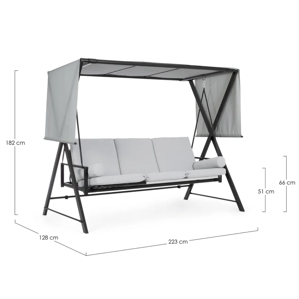 Houpačka přestavitelná na postel pro zahradu z oceli a látky - Připomeňme si  Viadurini