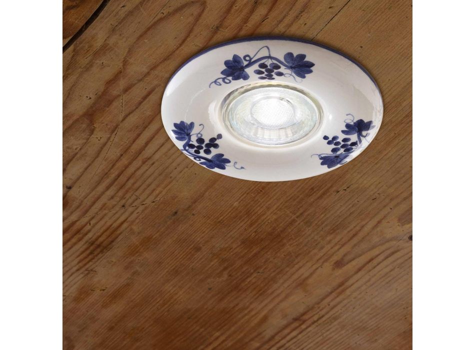 Kulaté zapuštěné bodové svítidlo z ručně zdobené vintage keramiky - Pescara Viadurini