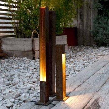 Artisan Outdoor Spotlight in Iron Corten Finish Made in Italy - Sparta